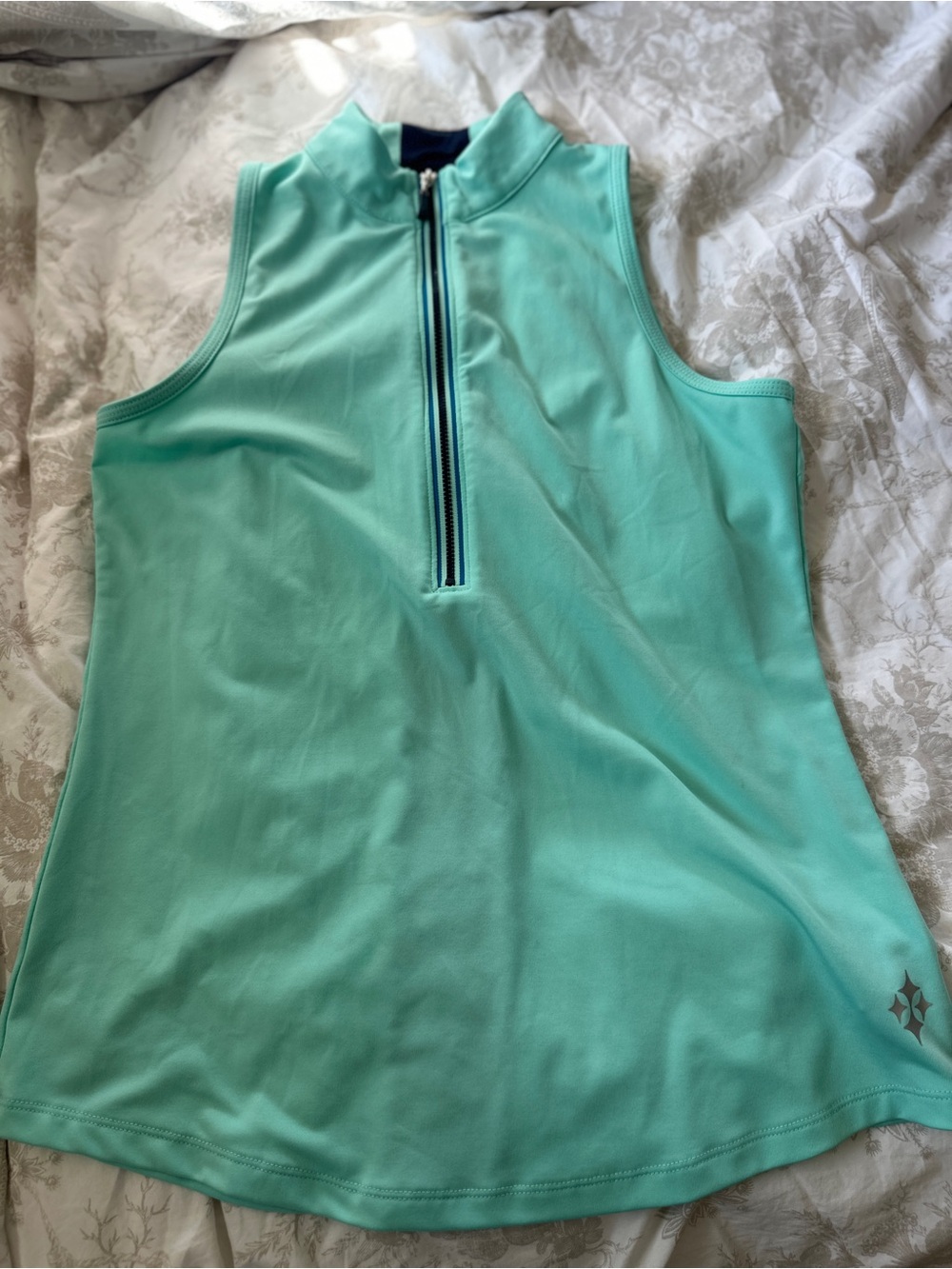 Jofit Mint Green Sleeveless Zip-Front Golf Tank